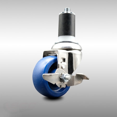 Service Caster 3 Inch 316SS Solid Polyurethane Swivel 1-1/2 Inch Expanding Stem Caster Brake SCC-SS316EX20S314-SPUS-TLB-112
